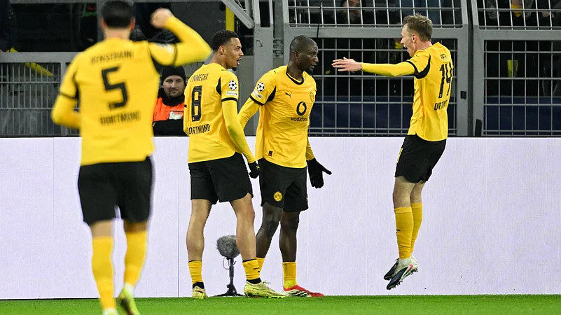 Guirassy steers Dortmund into control against Atalanta in Champions League play-offs